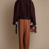 Wool-Blend Burnt Orange Trousers