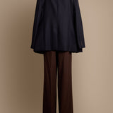 Chocolate Wool-Blend Trousers