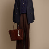 Chocolate Wool-Blend Trousers