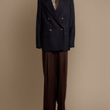 Chocolate Wool-Blend Trousers