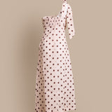 One Shoulder Polka-dot Midi Dress