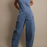 Barrel-leg Denim Jumpsuit