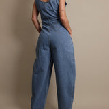 Barrel-leg Denim Jumpsuit