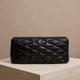 Saint Laurent Sade Puffy Clutch Bag Green Leather