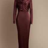 Chocolate Satin Midi Dress