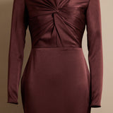 Chocolate Satin Midi Dress