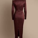 Chocolate Satin Midi Dress