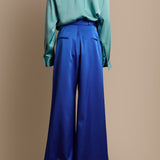Landon Pleated Wide-leg Satin Crepe Pants