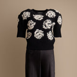 Rose Embroidered Cashmere-Blend Sweater