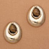 Tiger Eye Gold Stud Earrings