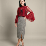 Houndstooth Midi Skirt