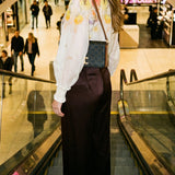 Brown Satin Trousers with Zipper