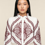 Ruffle Embroidered Button Shirt