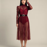 Polka-dot Midi Lace Dress