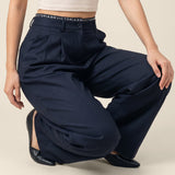 Navy Pleated Trousers