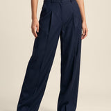 Navy Pleated Trousers